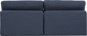 Meridian Furniture - Comfy 78" Navy Linen Textured Fabric Upholstered 2pc. Armless Sofa - 187Navy-S78 - GreatFurnitureDeal