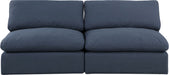 Meridian Furniture - Comfy 78" Navy Linen Textured Fabric Upholstered 2pc. Armless Sofa - 187Navy-S78 - GreatFurnitureDeal