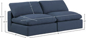 Meridian Furniture - Comfy 78" Navy Linen Textured Fabric Upholstered 2pc. Armless Sofa - 187Navy-S78 - GreatFurnitureDeal