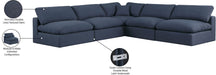 Meridian Furniture - Comfy 118" Navy Linen Textured Fabric Upholstered 5pc. Sectional - 187Navy-Sec5B - GreatFurnitureDeal