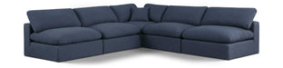 Meridian Furniture - Comfy 118" Navy Linen Textured Fabric Upholstered 5pc. Sectional - 187Navy-Sec5B - GreatFurnitureDeal