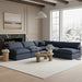 Meridian Furniture - Comfy 118" Navy Linen Textured Fabric Upholstered 5pc. Sectional - 187Navy-Sec5B - GreatFurnitureDeal