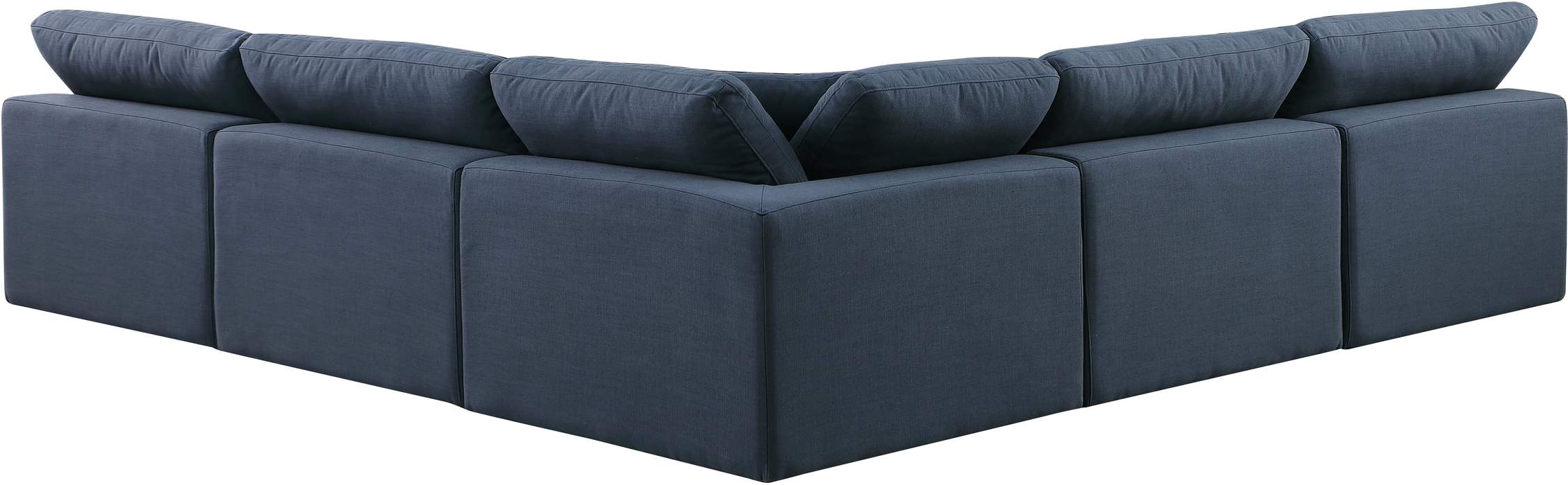 Meridian Furniture - Comfy 118" Navy Linen Textured Fabric Upholstered 5pc. Sectional - 187Navy-Sec5B - GreatFurnitureDeal