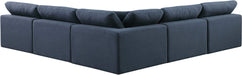Meridian Furniture - Comfy 118" Navy Linen Textured Fabric Upholstered 5pc. Sectional - 187Navy-Sec5B - GreatFurnitureDeal