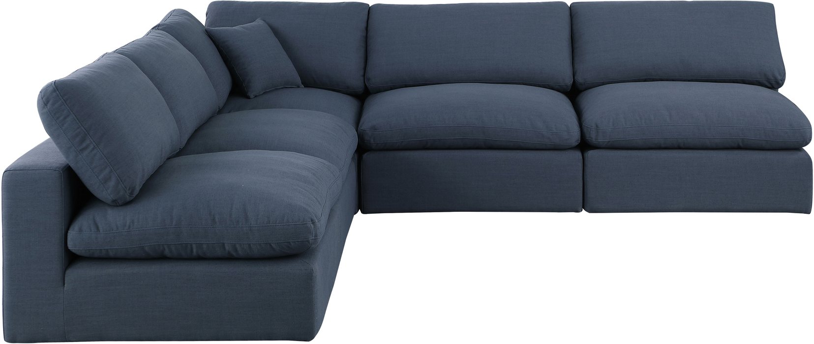 Meridian Furniture - Comfy 118" Navy Linen Textured Fabric Upholstered 5pc. Sectional - 187Navy-Sec5B - GreatFurnitureDeal