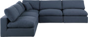 Meridian Furniture - Comfy 118" Navy Linen Textured Fabric Upholstered 5pc. Sectional - 187Navy-Sec5B - GreatFurnitureDeal