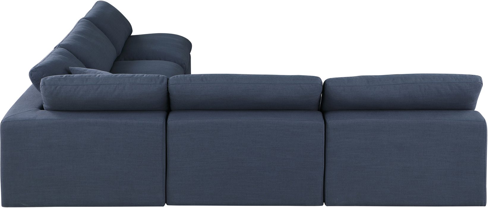 Meridian Furniture - Comfy 118" Navy Linen Textured Fabric Upholstered 5pc. Sectional - 187Navy-Sec5B - GreatFurnitureDeal