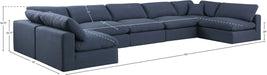 Meridian Furniture - Comfy 197" Navy Linen Textured Fabric Upholstered 7pc. Sectional - 187Navy-Sec7B - GreatFurnitureDeal