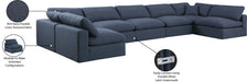 Meridian Furniture - Comfy 197" Navy Linen Textured Fabric Upholstered 7pc. Sectional - 187Navy-Sec7B - GreatFurnitureDeal