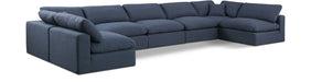Meridian Furniture - Comfy 197" Navy Linen Textured Fabric Upholstered 7pc. Sectional - 187Navy-Sec7B - GreatFurnitureDeal