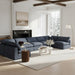Meridian Furniture - Comfy 197" Navy Linen Textured Fabric Upholstered 7pc. Sectional - 187Navy-Sec7B - GreatFurnitureDeal
