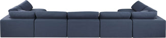 Meridian Furniture - Comfy 197" Navy Linen Textured Fabric Upholstered 7pc. Sectional - 187Navy-Sec7B - GreatFurnitureDeal