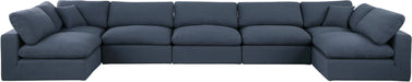Meridian Furniture - Comfy 197" Navy Linen Textured Fabric Upholstered 7pc. Sectional - 187Navy-Sec7B - GreatFurnitureDeal