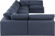 Meridian Furniture - Comfy 197" Navy Linen Textured Fabric Upholstered 7pc. Sectional - 187Navy-Sec7B - GreatFurnitureDeal