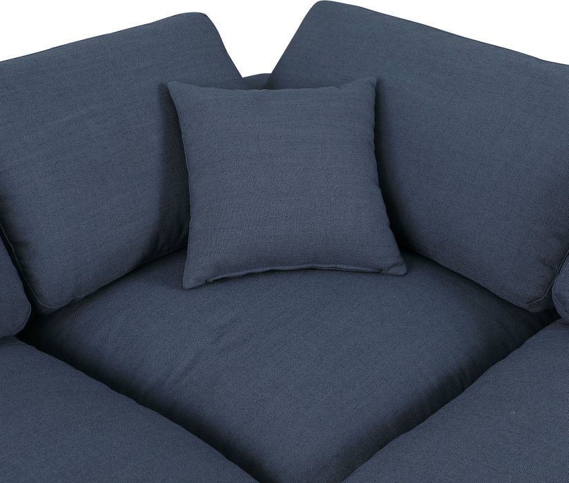 Meridian Furniture - Comfy 197" Navy Linen Textured Fabric Upholstered 7pc. Sectional - 187Navy-Sec7B - GreatFurnitureDeal