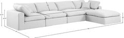 Meridian Furniture - Comfy 158" White Linen Textured Fabric Upholstered 5pc. Sectional - 187White-Sec5A - GreatFurnitureDeal