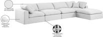 Meridian Furniture - Comfy 158" White Linen Textured Fabric Upholstered 5pc. Sectional - 187White-Sec5A - GreatFurnitureDeal