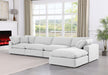 Meridian Furniture - Comfy 158" White Linen Textured Fabric Upholstered 5pc. Sectional - 187White-Sec5A - GreatFurnitureDeal