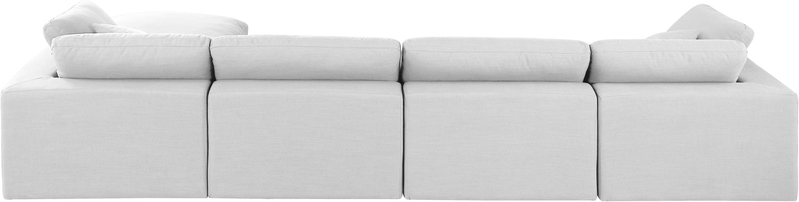 Meridian Furniture - Comfy 158" White Linen Textured Fabric Upholstered 5pc. Sectional - 187White-Sec5A - GreatFurnitureDeal