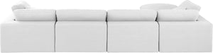 Meridian Furniture - Comfy 158" White Linen Textured Fabric Upholstered 5pc. Sectional - 187White-Sec5A - GreatFurnitureDeal