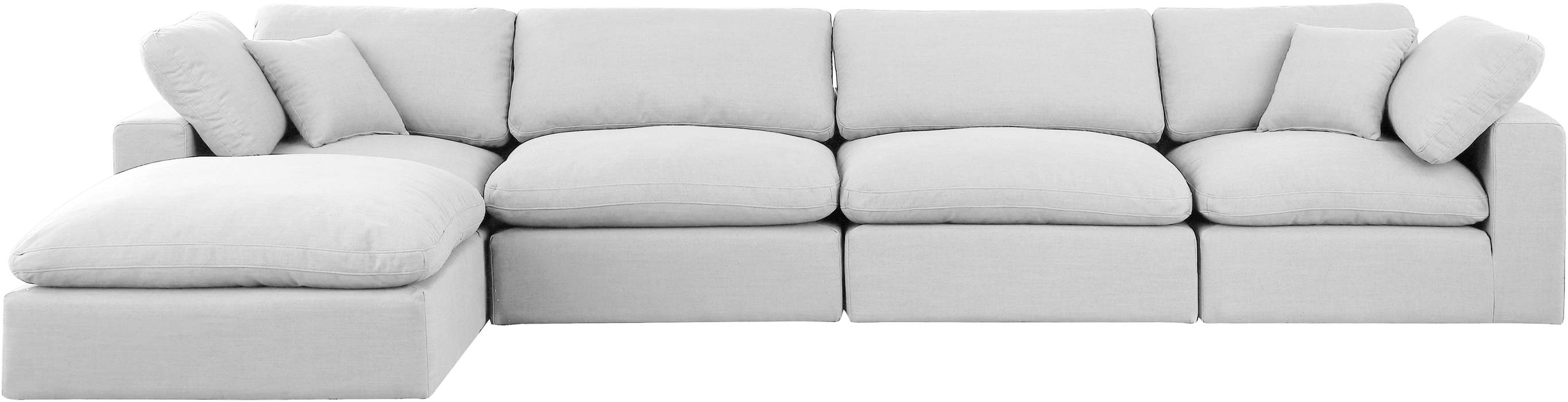 Meridian Furniture - Comfy 158" White Linen Textured Fabric Upholstered 5pc. Sectional - 187White-Sec5A - GreatFurnitureDeal