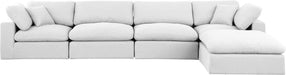 Meridian Furniture - Comfy 158" White Linen Textured Fabric Upholstered 5pc. Sectional - 187White-Sec5A - GreatFurnitureDeal