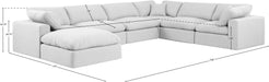 Meridian Furniture - Comfy 158" White Linen Textured Fabric Upholstered 7pc. Sectional - 187White-Sec7A - GreatFurnitureDeal