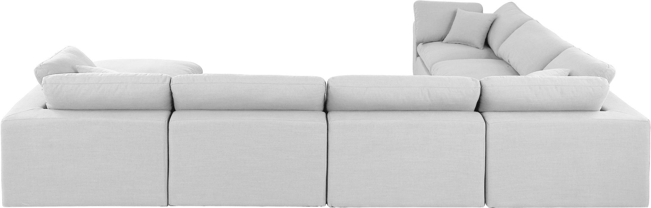 Meridian Furniture - Comfy 158" White Linen Textured Fabric Upholstered 7pc. Sectional - 187White-Sec7A - GreatFurnitureDeal