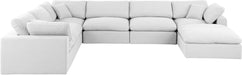 Meridian Furniture - Comfy 158" White Linen Textured Fabric Upholstered 7pc. Sectional - 187White-Sec7A - GreatFurnitureDeal