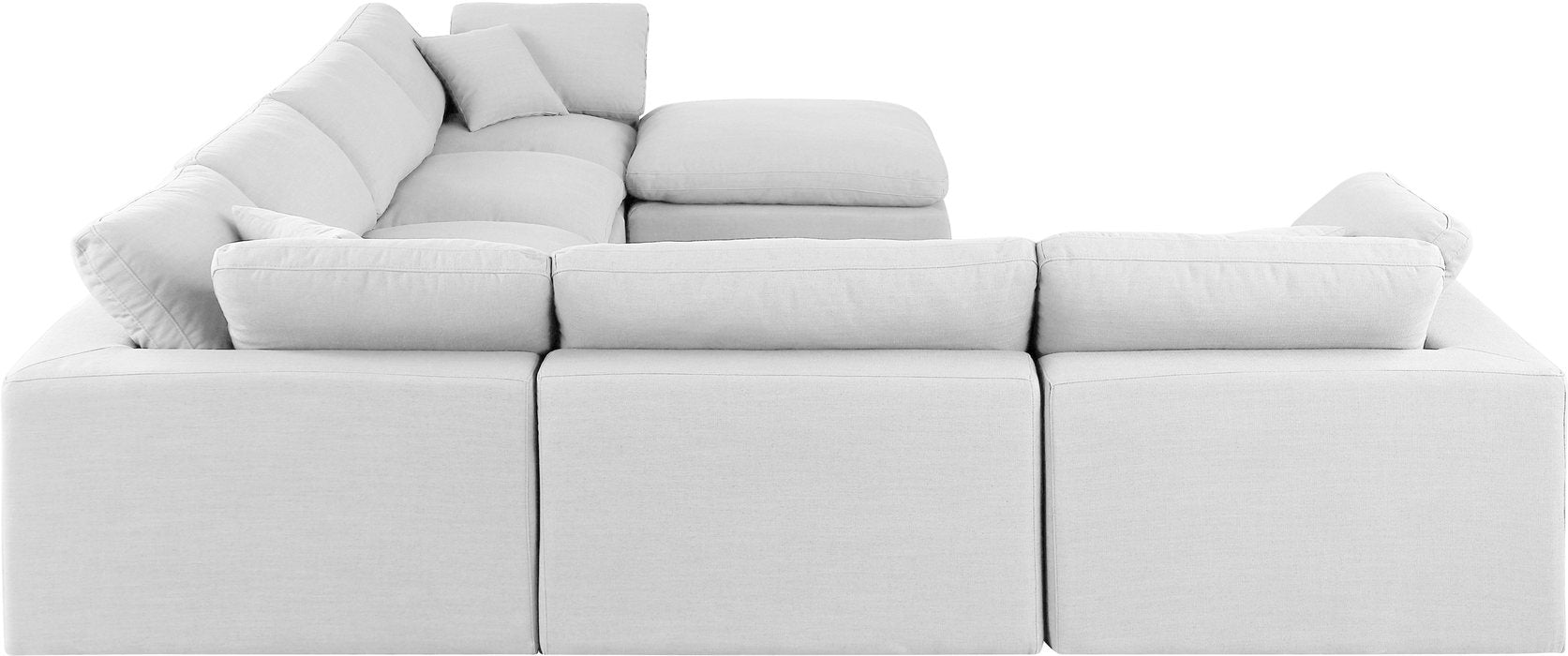 Meridian Furniture - Comfy 158" White Linen Textured Fabric Upholstered 7pc. Sectional - 187White-Sec7A - GreatFurnitureDeal