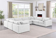 Meridian Furniture - Comfy 158" White Linen Textured Fabric Upholstered 8pc. Sectional - 187White-Sec8A - GreatFurnitureDeal