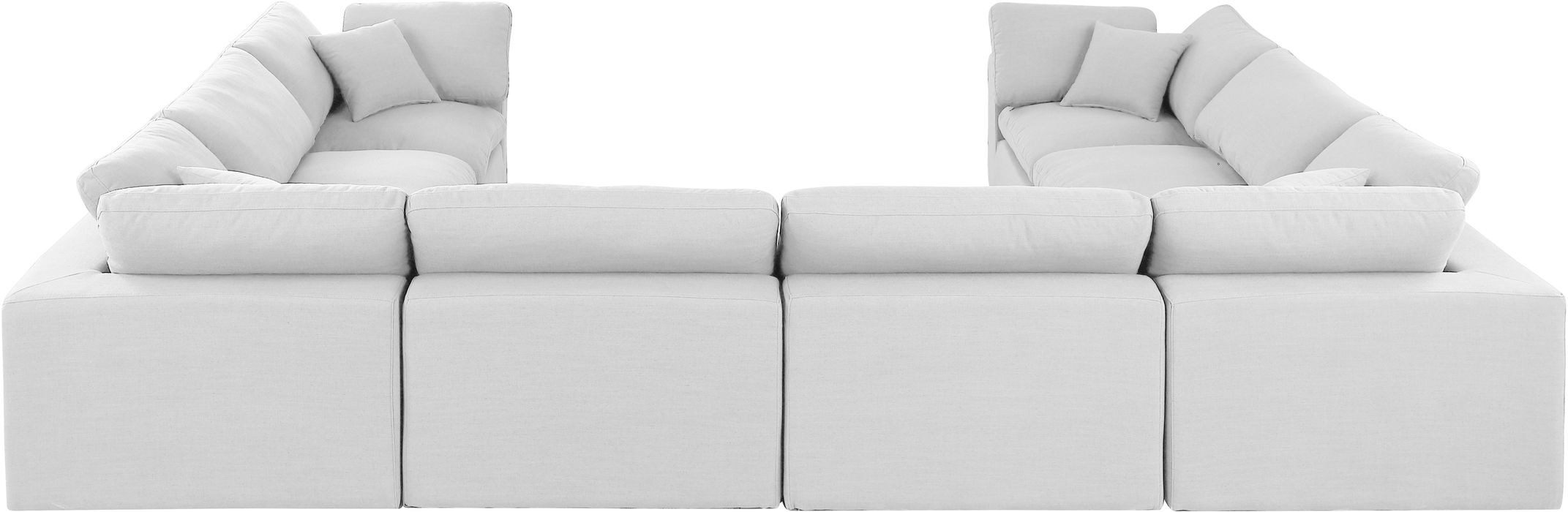 Meridian Furniture - Comfy 158" White Linen Textured Fabric Upholstered 8pc. Sectional - 187White-Sec8A - GreatFurnitureDeal