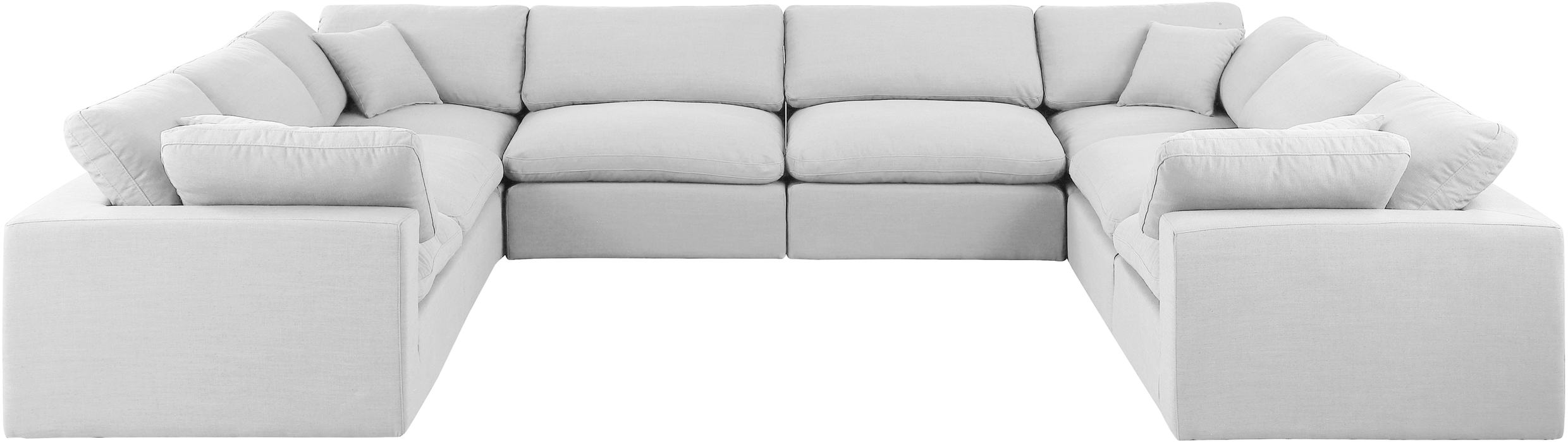 Meridian Furniture - Comfy 158" White Linen Textured Fabric Upholstered 8pc. Sectional - 187White-Sec8A - GreatFurnitureDeal