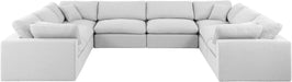 Meridian Furniture - Comfy 158" White Linen Textured Fabric Upholstered 8pc. Sectional - 187White-Sec8A - GreatFurnitureDeal