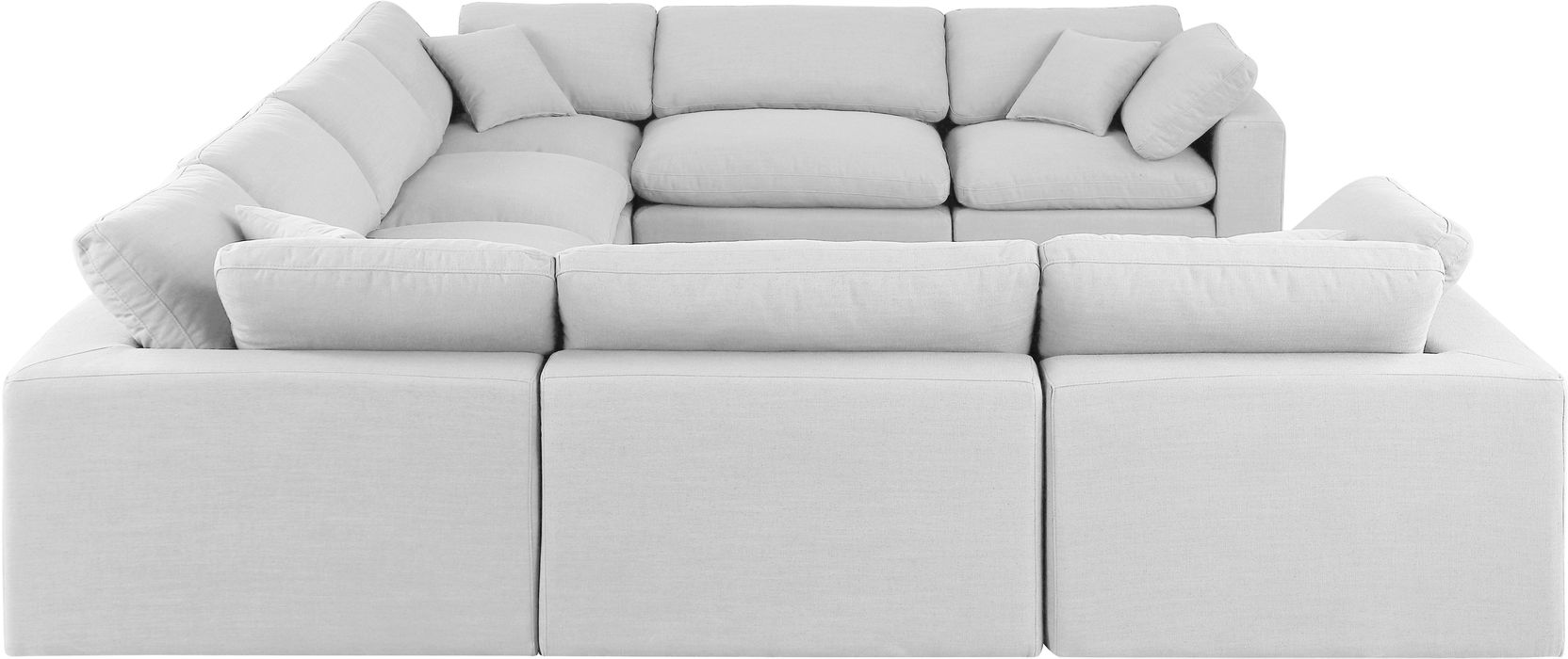 Meridian Furniture - Comfy 158" White Linen Textured Fabric Upholstered 8pc. Sectional - 187White-Sec8A - GreatFurnitureDeal