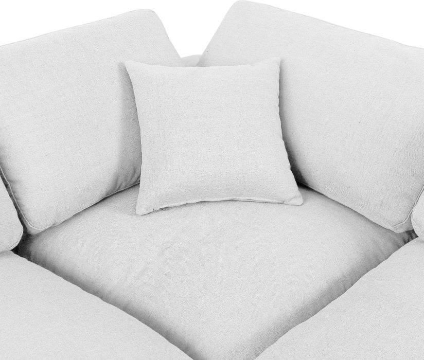 Meridian Furniture - Comfy 158" White Linen Textured Fabric Upholstered 8pc. Sectional - 187White-Sec8A - GreatFurnitureDeal
