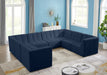 Meridian Furniture - Relax 128" Velvet Upholstered 8 Piece Modular Sectional - 650Navy-Sec8A - GreatFurnitureDeal