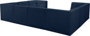Meridian Furniture - Relax 128" Velvet Upholstered 8 Piece Modular Sectional - 650Navy-Sec8A - GreatFurnitureDeal