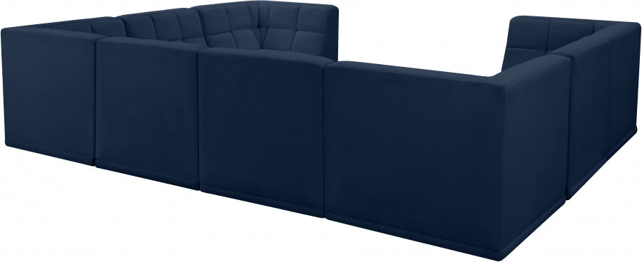 Meridian Furniture - Relax 128" Velvet Upholstered 8 Piece Modular Sectional - 650Navy-Sec8A - GreatFurnitureDeal