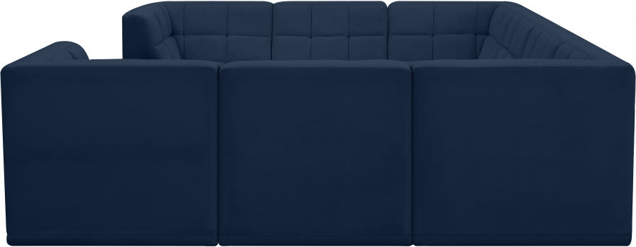Meridian Furniture - Relax 128" Velvet Upholstered 8 Piece Modular Sectional - 650Navy-Sec8A - GreatFurnitureDeal