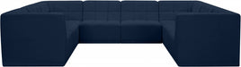Meridian Furniture - Relax 128" Velvet Upholstered 8 Piece Modular Sectional - 650Navy-Sec8A - GreatFurnitureDeal