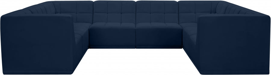 Meridian Furniture - Relax 128" Velvet Upholstered 8 Piece Modular Sectional - 650Navy-Sec8A - GreatFurnitureDeal