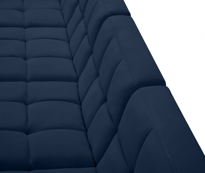 Meridian Furniture - Relax 128" Velvet Upholstered 8 Piece Modular Sectional - 650Navy-Sec8A - GreatFurnitureDeal