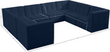 Meridian Furniture - Relax 128" Velvet Upholstered 8 Piece Modular Sectional - 650Navy-Sec8A - GreatFurnitureDeal