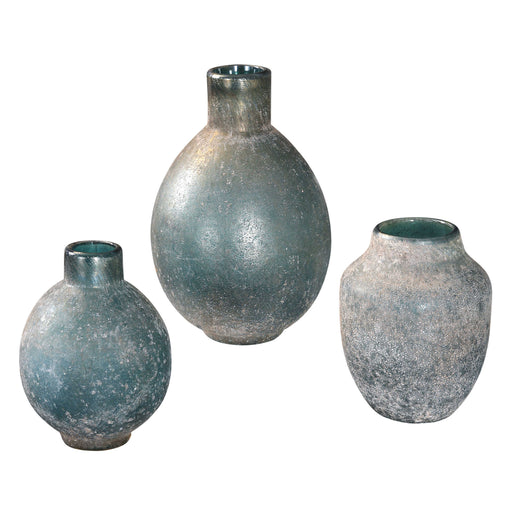 Uttermost - Mercede Weathered Blue-Green Vases S/3 - 18844 - GreatFurnitureDeal