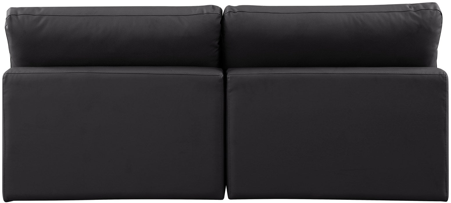 Meridian Furniture - Comfy 78" Black Vegan Leather Upholstered 2pc. Armless Sofa - 188Black-S78 - GreatFurnitureDeal