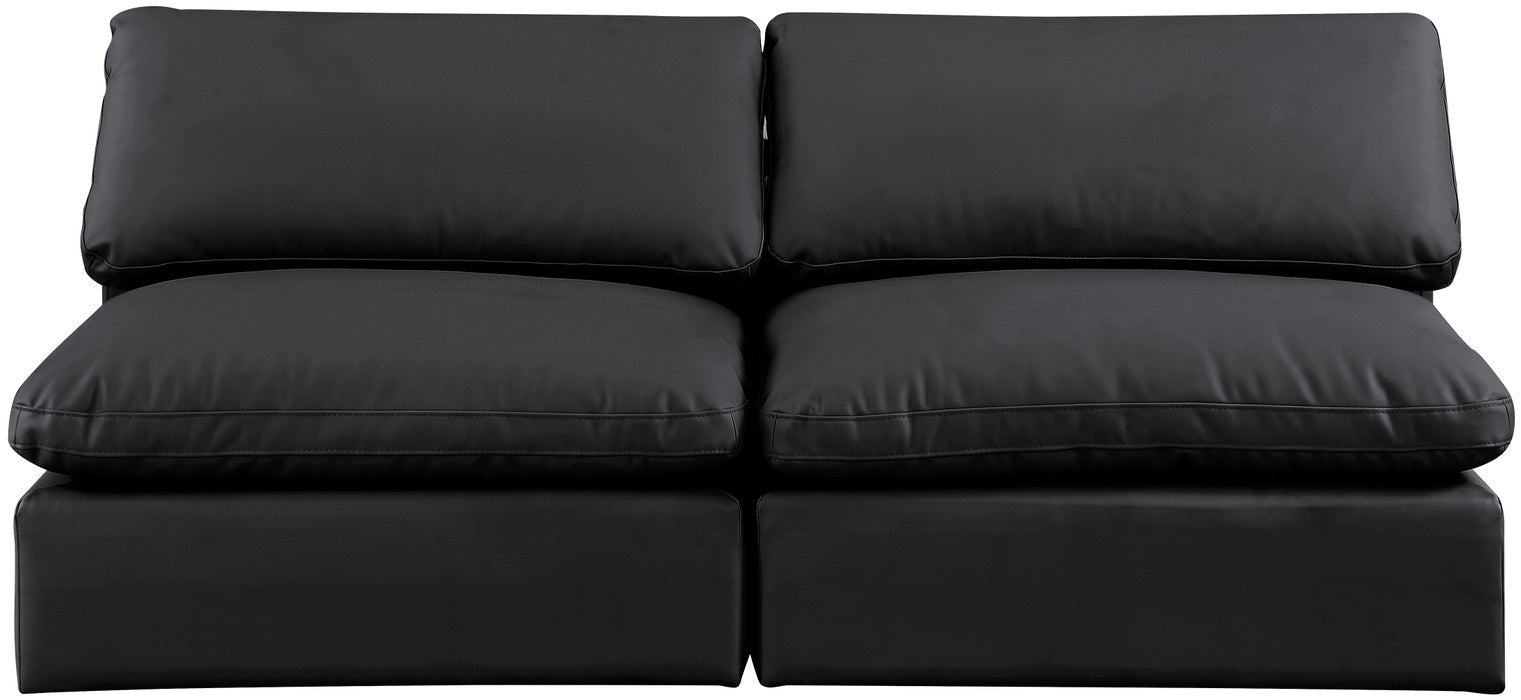Meridian Furniture - Comfy 78" Black Vegan Leather Upholstered 2pc. Armless Sofa - 188Black-S78 - GreatFurnitureDeal