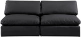 Meridian Furniture - Comfy 78" Black Vegan Leather Upholstered 2pc. Armless Sofa - 188Black-S78 - GreatFurnitureDeal