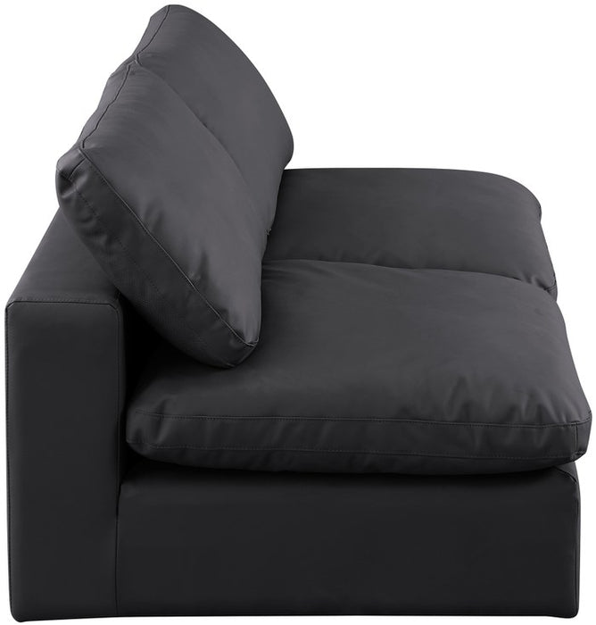 Meridian Furniture - Comfy 78" Black Vegan Leather Upholstered 2pc. Armless Sofa - 188Black-S78 - GreatFurnitureDeal