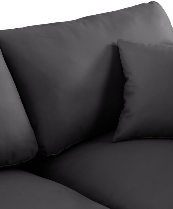 Meridian Furniture - Comfy 78" Black Vegan Leather Upholstered 2pc. Armless Sofa - 188Black-S78 - GreatFurnitureDeal